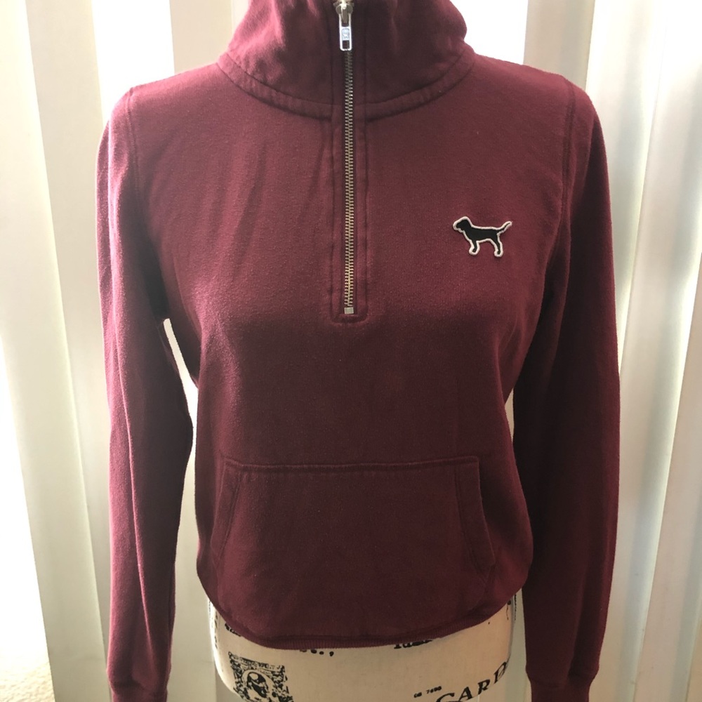 PINK burgundy half-zip pullover, size small